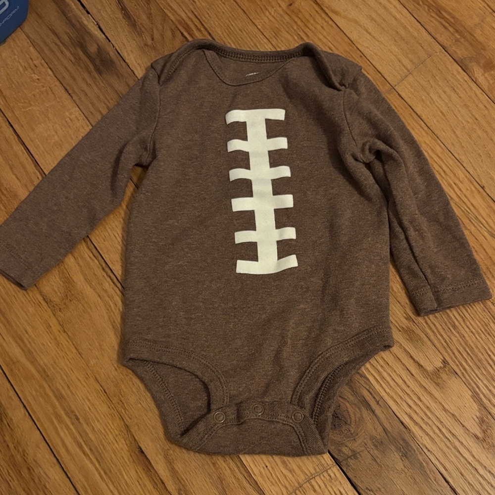 Carter's Brown Long-Sleeve Football Graphic Baby One-Piece
